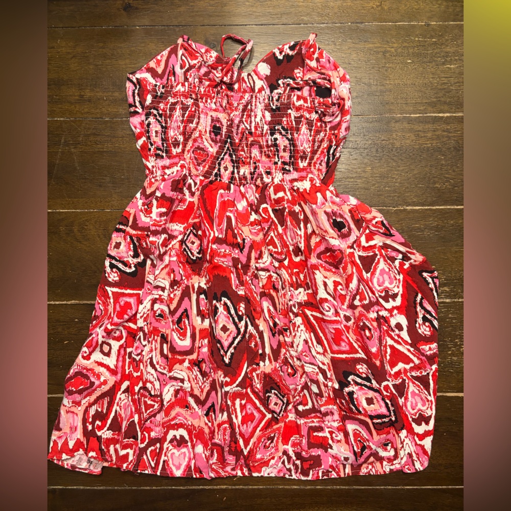 New Look Red and Pink Textured Mini Dress